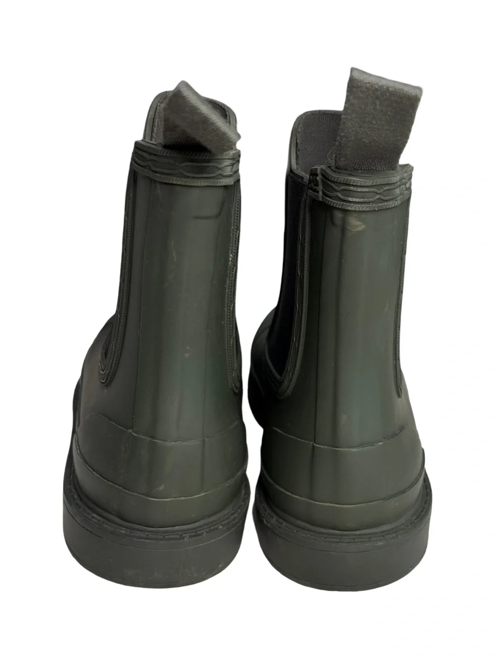 Hunter Olive Chelsea Short Rain Boots with Black Elastic